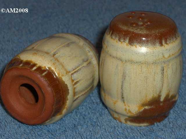 Frankoma barrel shakers glazed desert gold